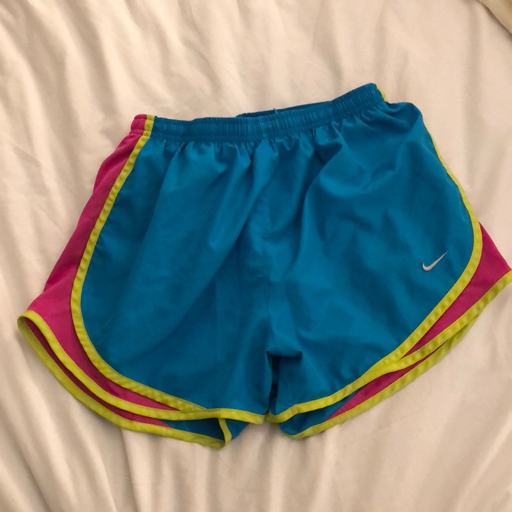Nike Tempo Dri-Fit Shorts EUC M Blue Green Pink